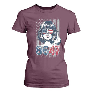Funny 8647 Impeach 47 Girls American Flag T Shirt For Women TS11 Maroon Print Your Wear