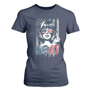Funny 8647 Impeach 47 Girls American Flag T Shirt For Women TS11 Navy Print Your Wear