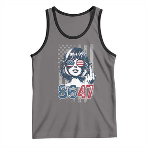 Funny 8647 Impeach 47 Girls American Flag Tank Top TS11 Deep Heather Black Print Your Wear