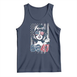 Funny 8647 Impeach 47 Girls American Flag Tank Top TS11 Navy Print Your Wear