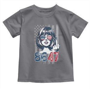Funny 8647 Impeach 47 Girls American Flag Toddler T Shirt TS11 Charcoal Print Your Wear