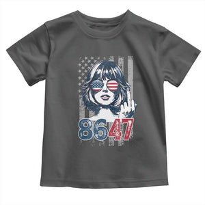 Funny 8647 Impeach 47 Girls American Flag Toddler T Shirt TS11 Dark Heather Print Your Wear