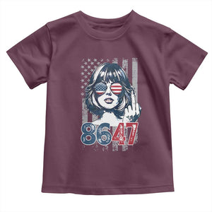 Funny 8647 Impeach 47 Girls American Flag Toddler T Shirt TS11 Maroon Print Your Wear