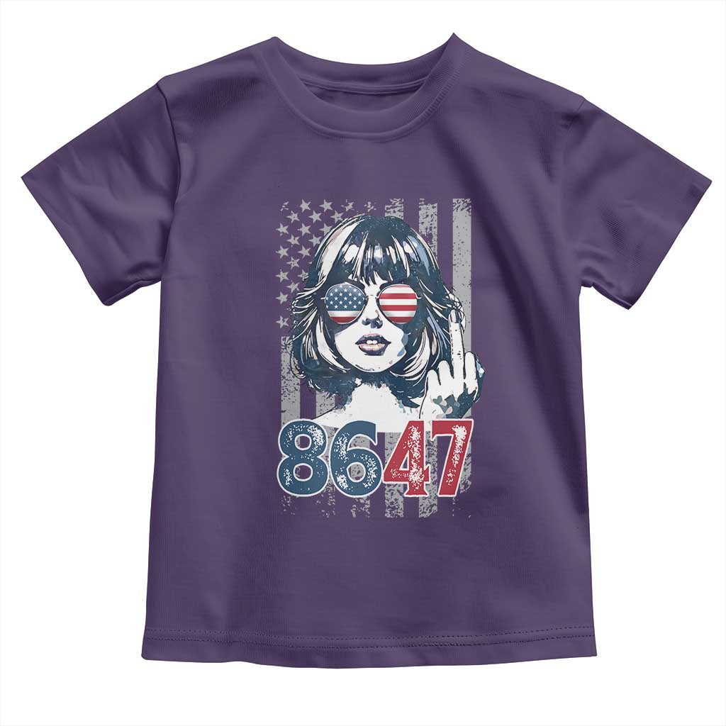 Funny 8647 Impeach 47 Girls American Flag Toddler T Shirt TS11 Purple Print Your Wear