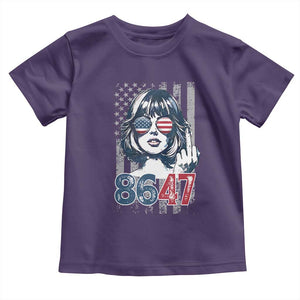Funny 8647 Impeach 47 Girls American Flag Toddler T Shirt TS11 Purple Print Your Wear