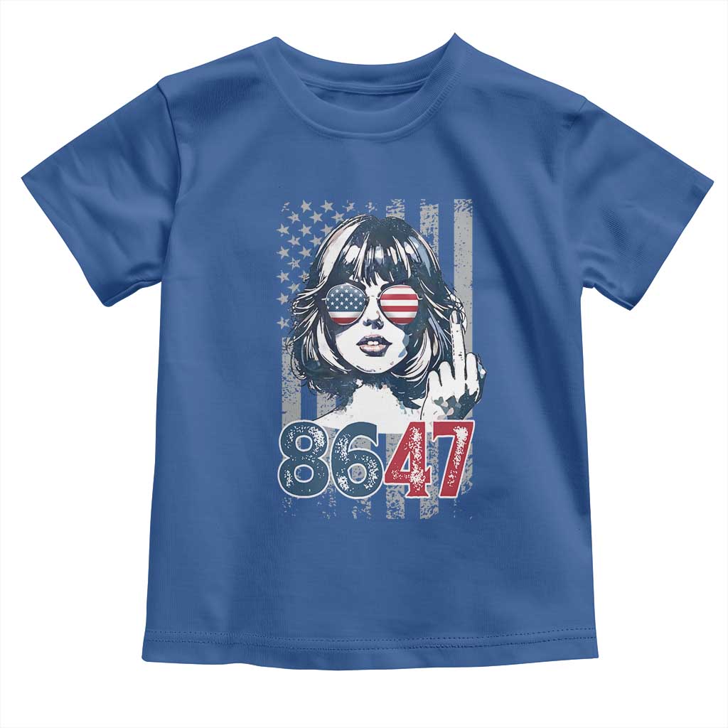 Funny 8647 Impeach 47 Girls American Flag Toddler T Shirt TS11 Royal Blue Print Your Wear