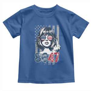 Funny 8647 Impeach 47 Girls American Flag Toddler T Shirt TS11 Royal Blue Print Your Wear