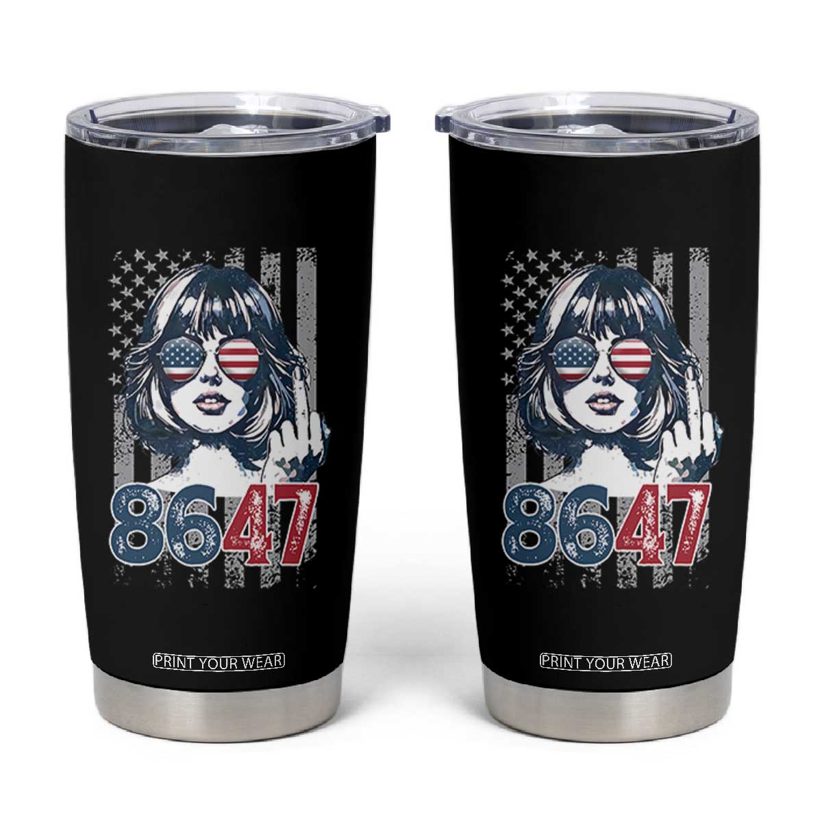 Funny 8647 Impeach 47 Girls American Flag Tumbler Cup TS11 Black Print Your Wear