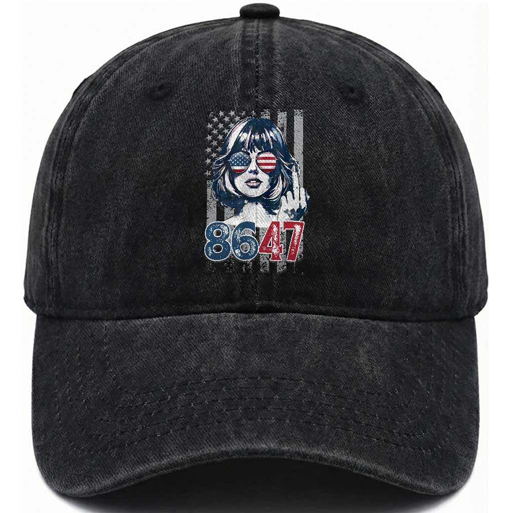 Funny 8647 Impeach 47 Girls American Flag Washed Cotton Baseball Cap TS11 Print Your Wear