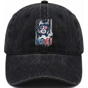 Funny 8647 Impeach 47 Girls American Flag Washed Cotton Baseball Cap TS11 Print Your Wear
