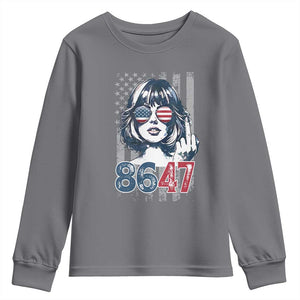 Funny 8647 Impeach 47 Girls American Flag Youth Sweatshirt TS11 Charcoal Print Your Wear