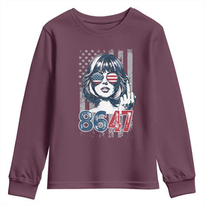 Funny 8647 Impeach 47 Girls American Flag Youth Sweatshirt TS11 Maroon Print Your Wear