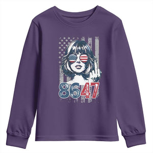 Funny 8647 Impeach 47 Girls American Flag Youth Sweatshirt TS11 Purple Print Your Wear