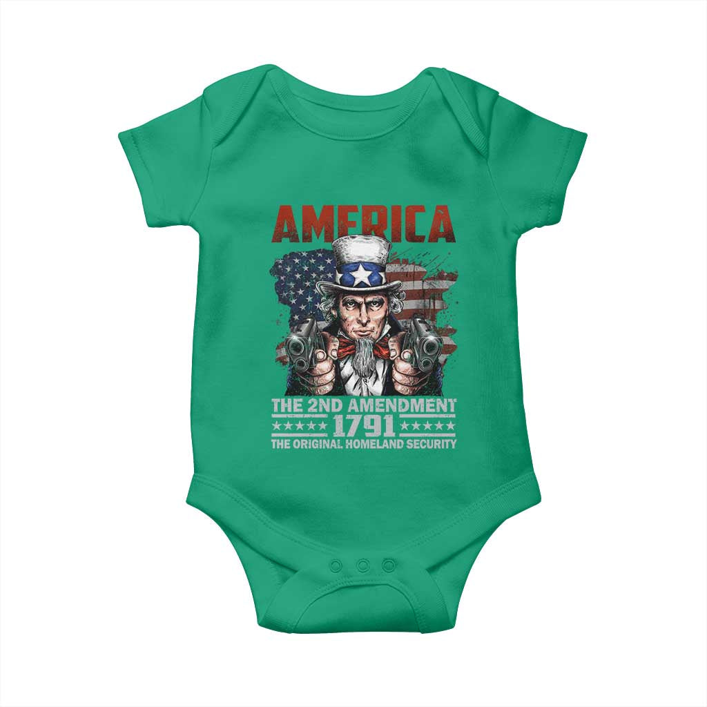 Funny The 2nd Amendment Uncle Sam Baby Onesie America The Original Homeland Security TS11 Irish Green Print Your Wear