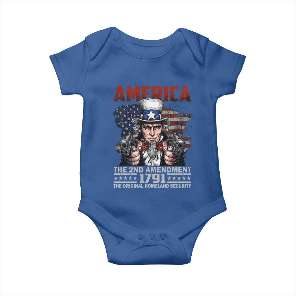 Funny The 2nd Amendment Uncle Sam Baby Onesie America The Original Homeland Security TS11 Royal Blue Print Your Wear