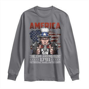 Funny The 2nd Amendment Uncle Sam Long Sleeve Shirt America The Original Homeland Security TS11 Charcoal Print Your Wear