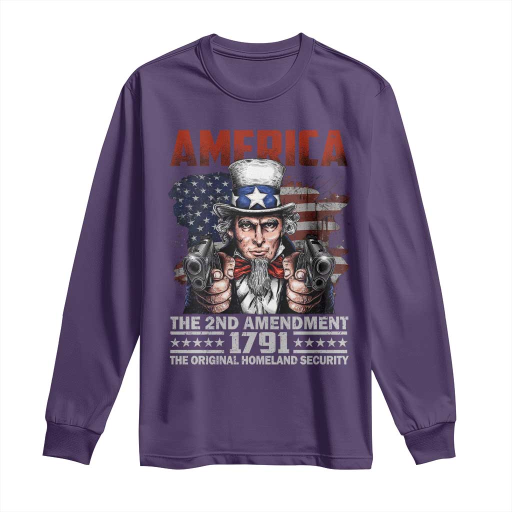 Funny The 2nd Amendment Uncle Sam Long Sleeve Shirt America The Original Homeland Security TS11 Purple Print Your Wear