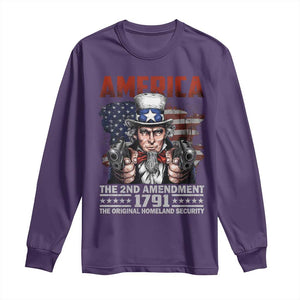Funny The 2nd Amendment Uncle Sam Long Sleeve Shirt America The Original Homeland Security TS11 Purple Print Your Wear