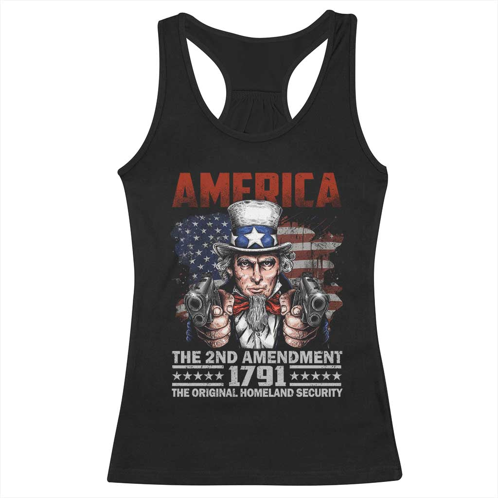 Funny The 2nd Amendment Uncle Sam Racerback Tank Top America The Original Homeland Security TS11 Black Print Your Wear