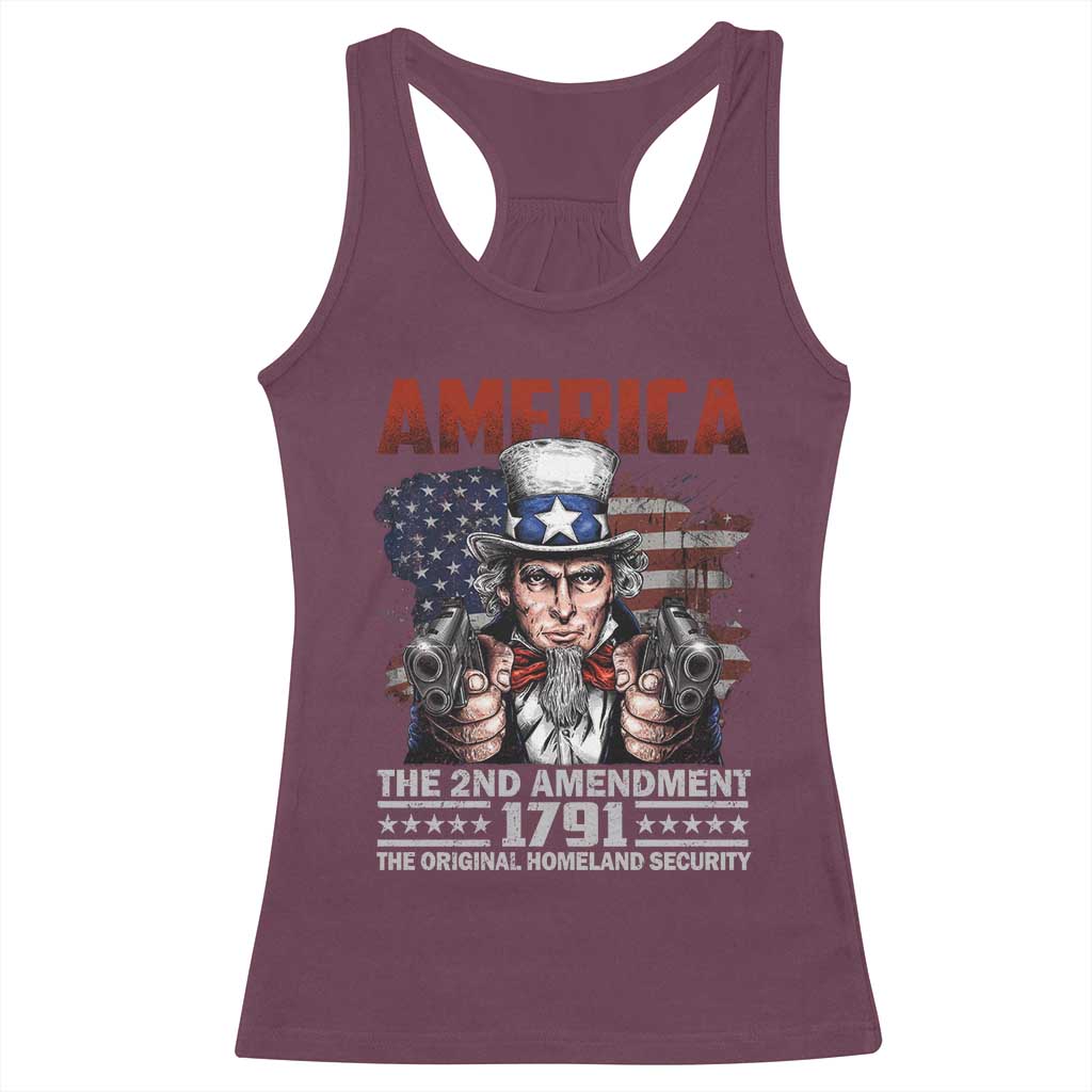 Funny The 2nd Amendment Uncle Sam Racerback Tank Top America The Original Homeland Security TS11 Maroon Print Your Wear