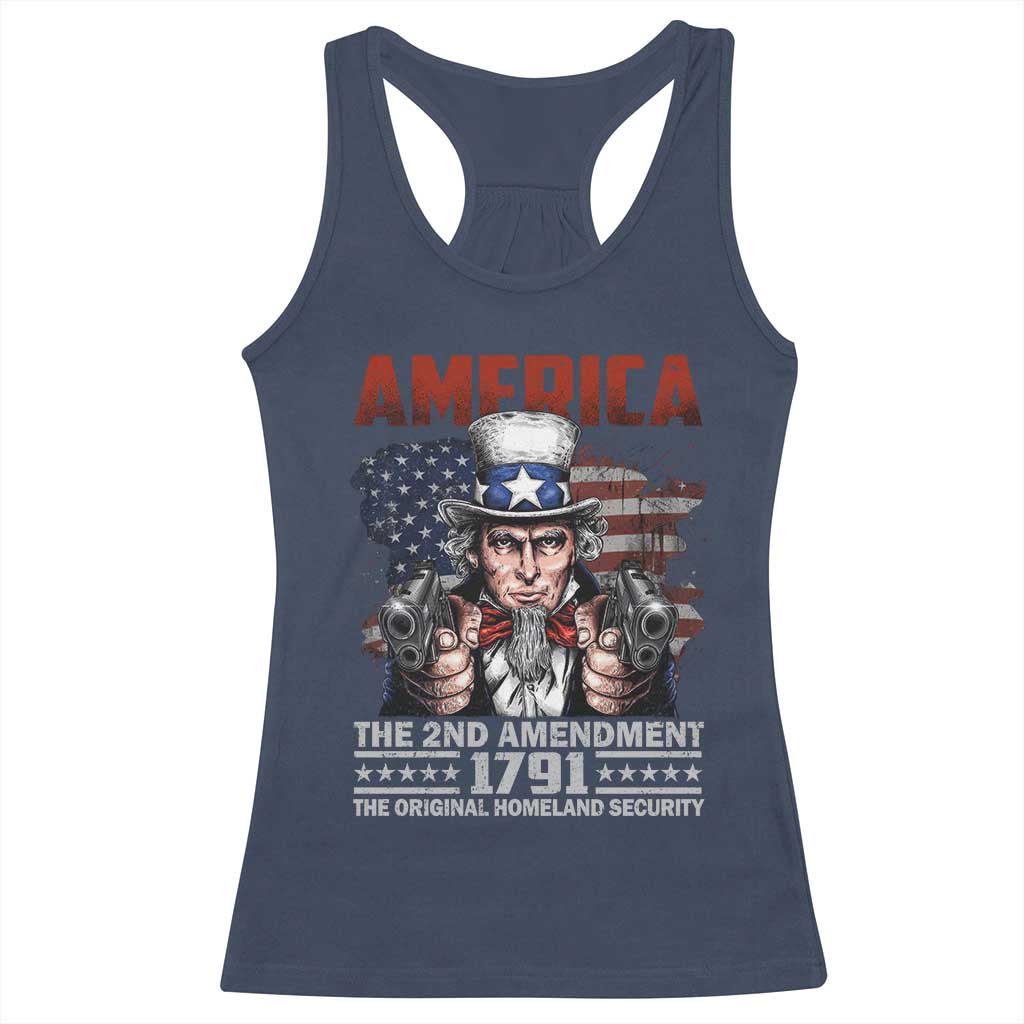 Funny The 2nd Amendment Uncle Sam Racerback Tank Top America The Original Homeland Security TS11 Navy Print Your Wear