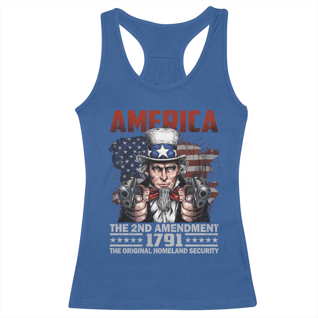 Funny The 2nd Amendment Uncle Sam Racerback Tank Top America The Original Homeland Security TS11 Royal Blue Print Your Wear