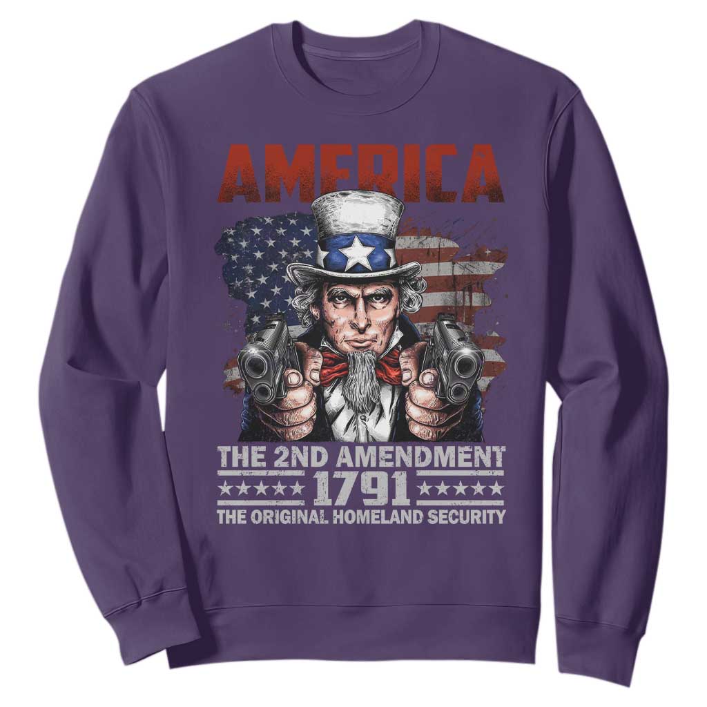 Funny The 2nd Amendment Uncle Sam Sweatshirt America The Original Homeland Security TS11 Purple Print Your Wear