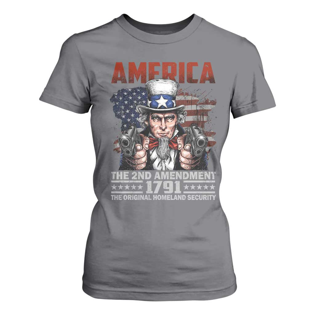 Funny The 2nd Amendment Uncle Sam T Shirt For Women America The Original Homeland Security TS11 Charcoal Print Your Wear