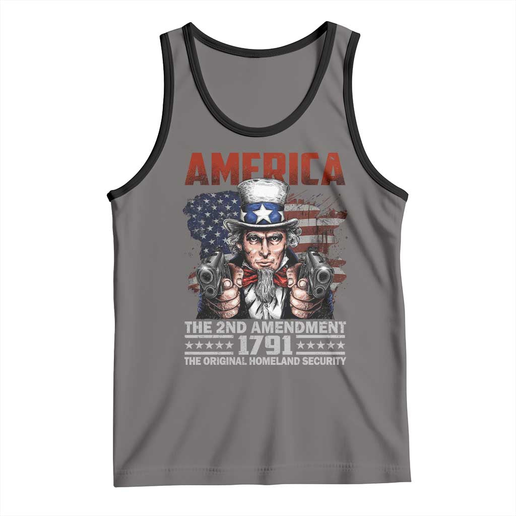 Funny The 2nd Amendment Uncle Sam Tank Top America The Original Homeland Security TS11 Deep Heather Black Print Your Wear