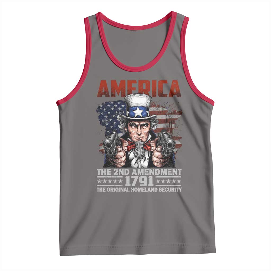 Funny The 2nd Amendment Uncle Sam Tank Top America The Original Homeland Security TS11 Deep Heather Red Print Your Wear