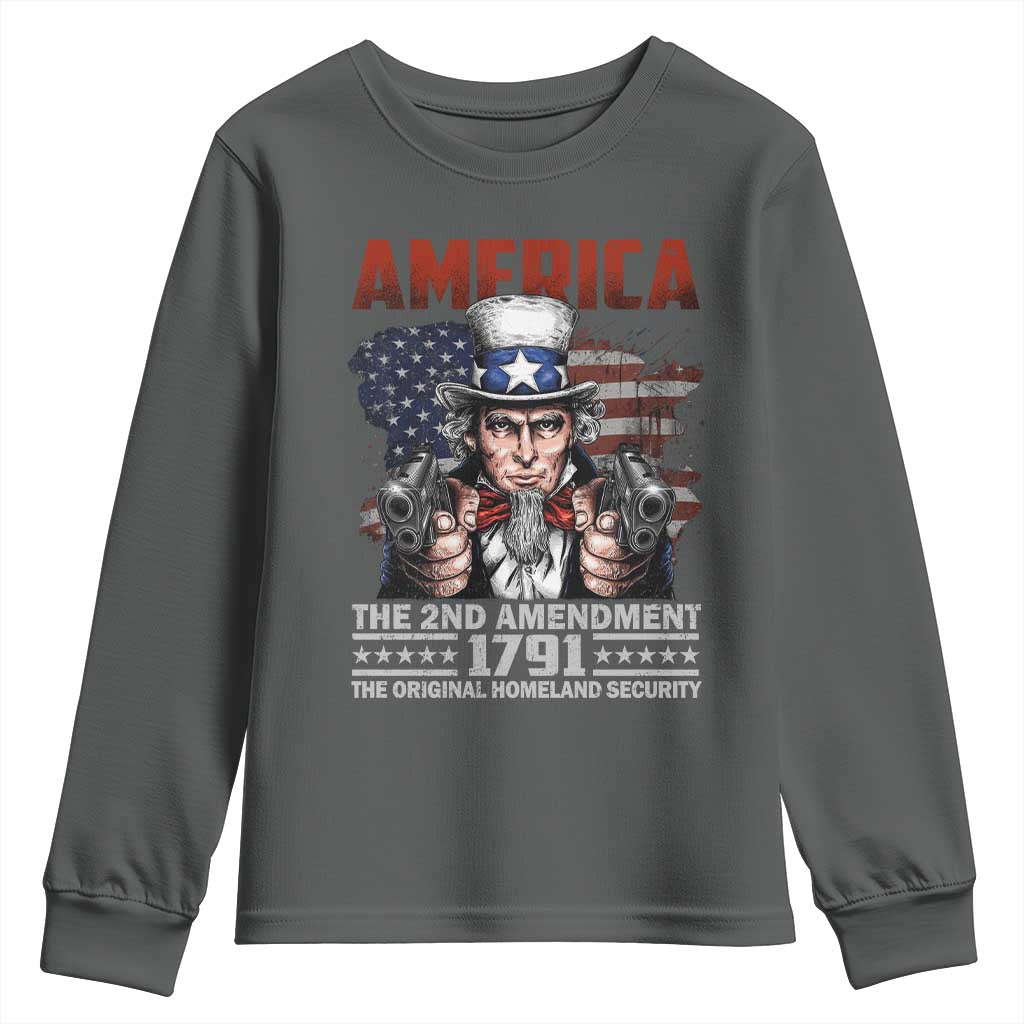 Funny The 2nd Amendment Uncle Sam Youth Sweatshirt America The Original Homeland Security TS11 Dark Heather Print Your Wear