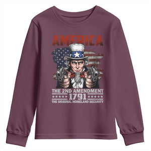 Funny The 2nd Amendment Uncle Sam Youth Sweatshirt America The Original Homeland Security TS11 Maroon Print Your Wear