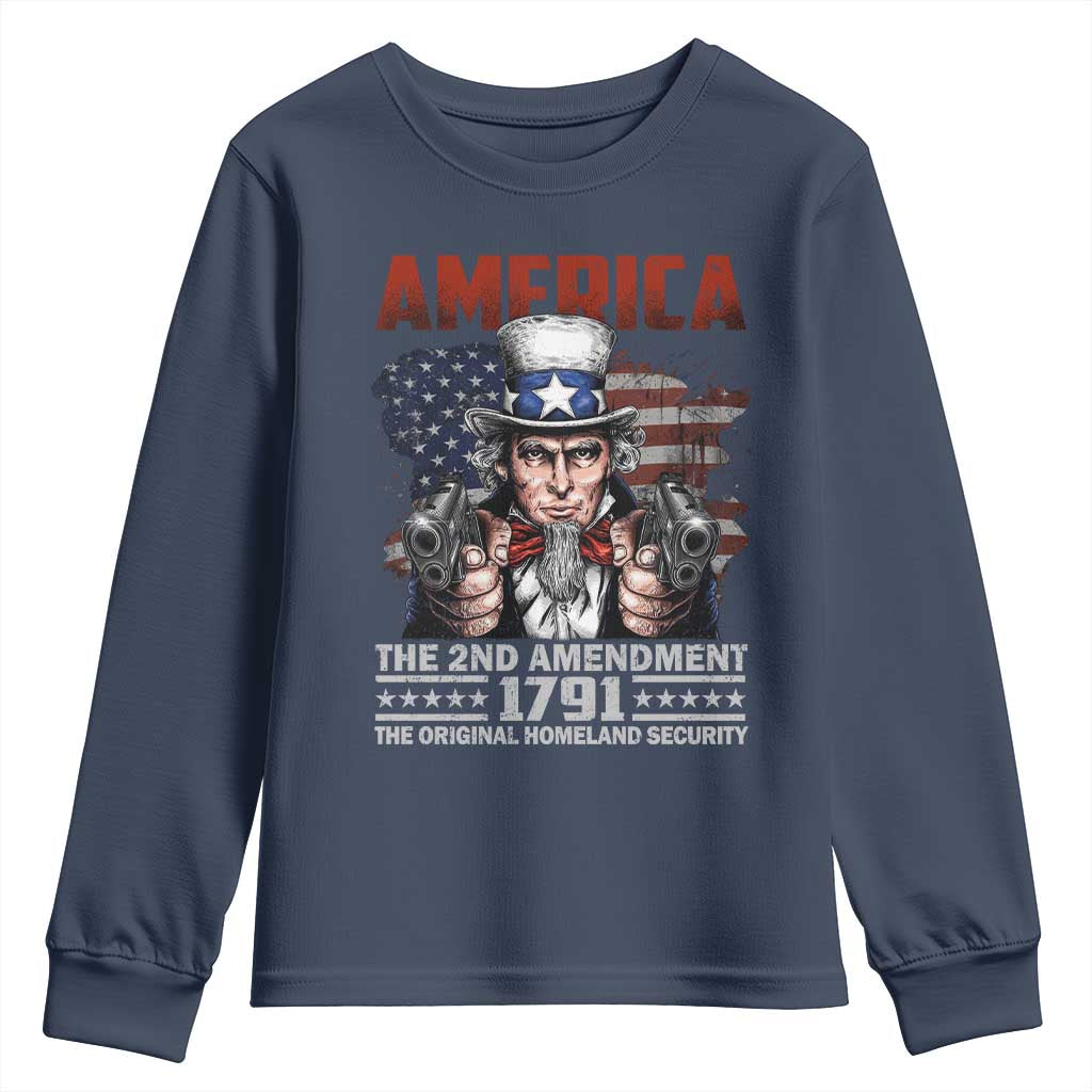Funny The 2nd Amendment Uncle Sam Youth Sweatshirt America The Original Homeland Security TS11 Navy Print Your Wear
