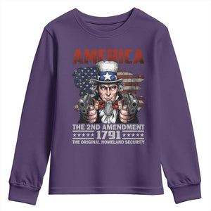 Funny The 2nd Amendment Uncle Sam Youth Sweatshirt America The Original Homeland Security TS11 Purple Print Your Wear