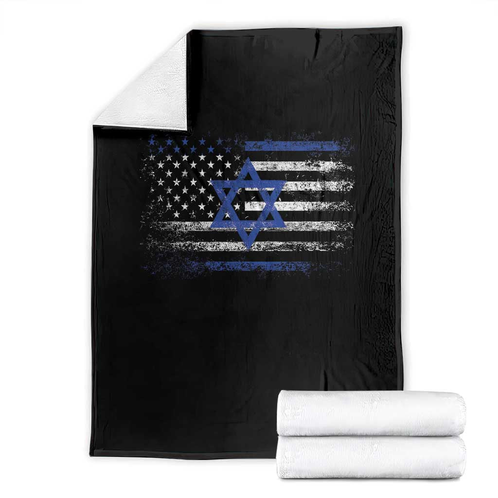 Proud Israeli American Throw Blanket Patriotic Israeli USA Flag TS11 Black Print Your Wear