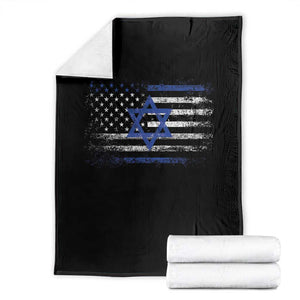 Proud Israeli American Throw Blanket Patriotic Israeli USA Flag TS11 Black Print Your Wear