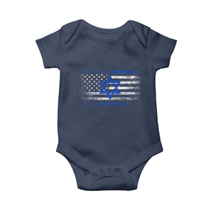 Proud Israeli American Baby Onesie Patriotic Israeli USA Flag TS11 Navy Print Your Wear