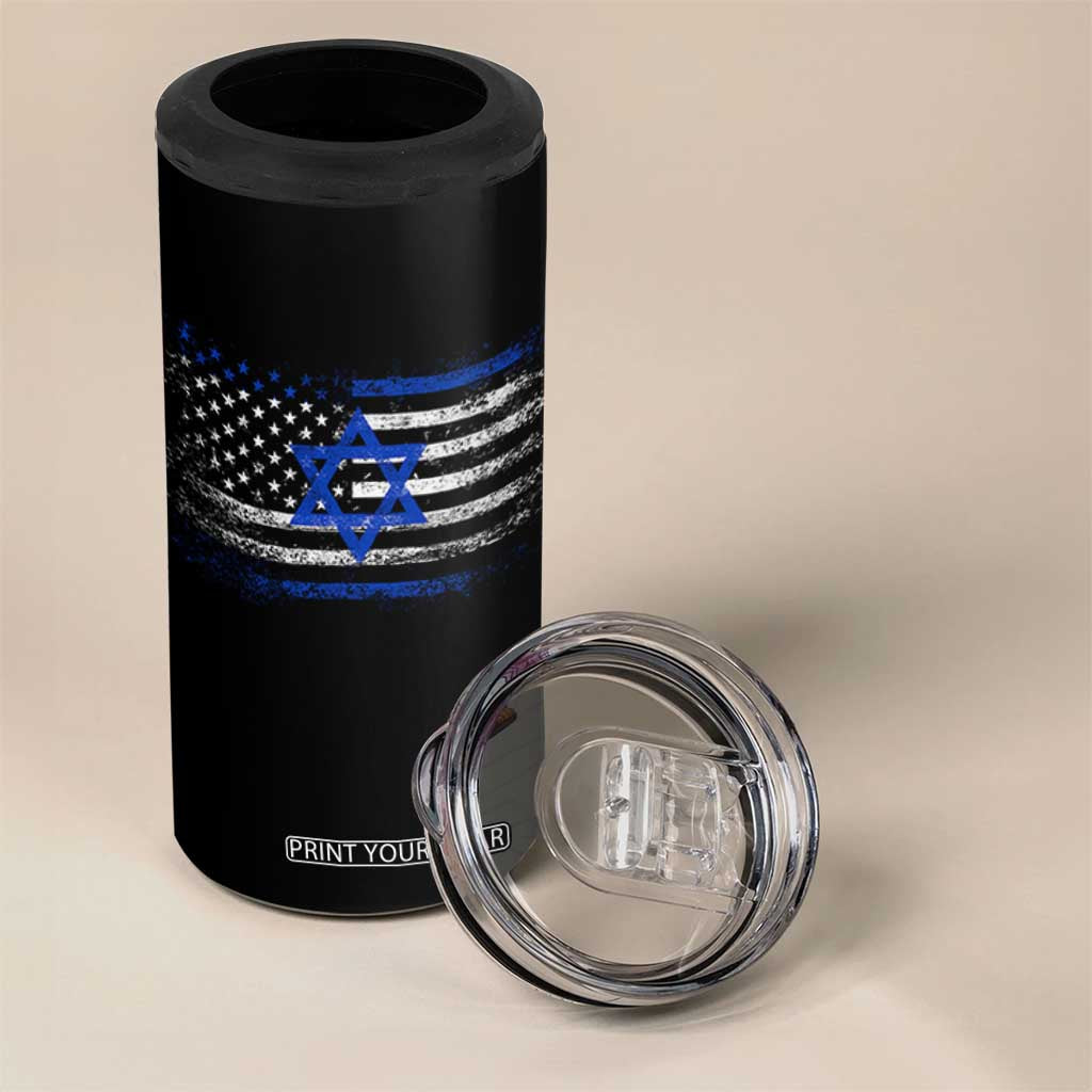 Proud Israeli American 4 in 1 Can Cooler Tumbler Patriotic Israeli USA Flag TS11 Print Your Wear
