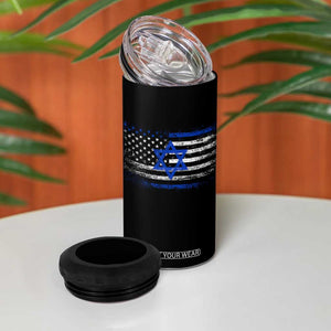 Proud Israeli American 4 in 1 Can Cooler Tumbler Patriotic Israeli USA Flag TS11 Print Your Wear