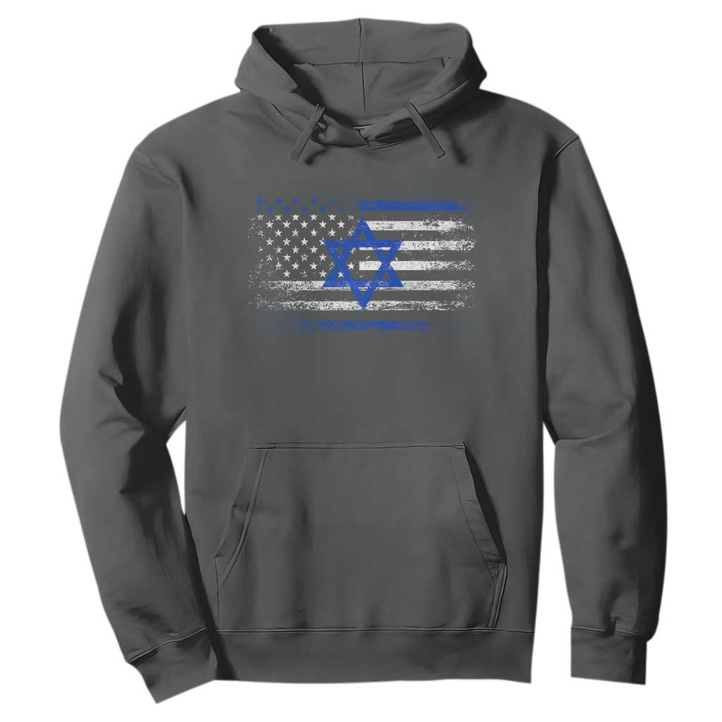 Proud Israeli American Hoodie Patriotic Israeli USA Flag TS11 Dark Heather Print Your Wear