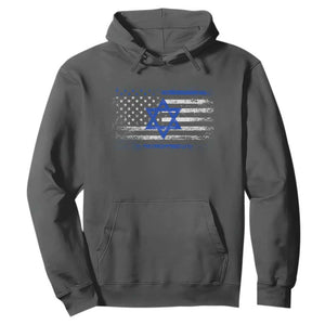 Proud Israeli American Hoodie Patriotic Israeli USA Flag TS11 Dark Heather Print Your Wear