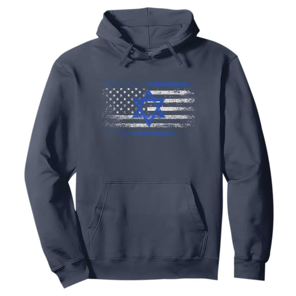 Proud Israeli American Hoodie Patriotic Israeli USA Flag TS11 Navy Print Your Wear