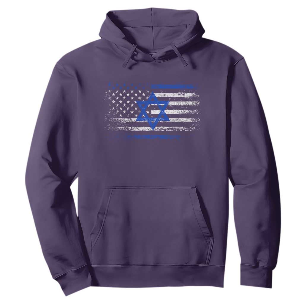 Proud Israeli American Hoodie Patriotic Israeli USA Flag TS11 Purple Print Your Wear