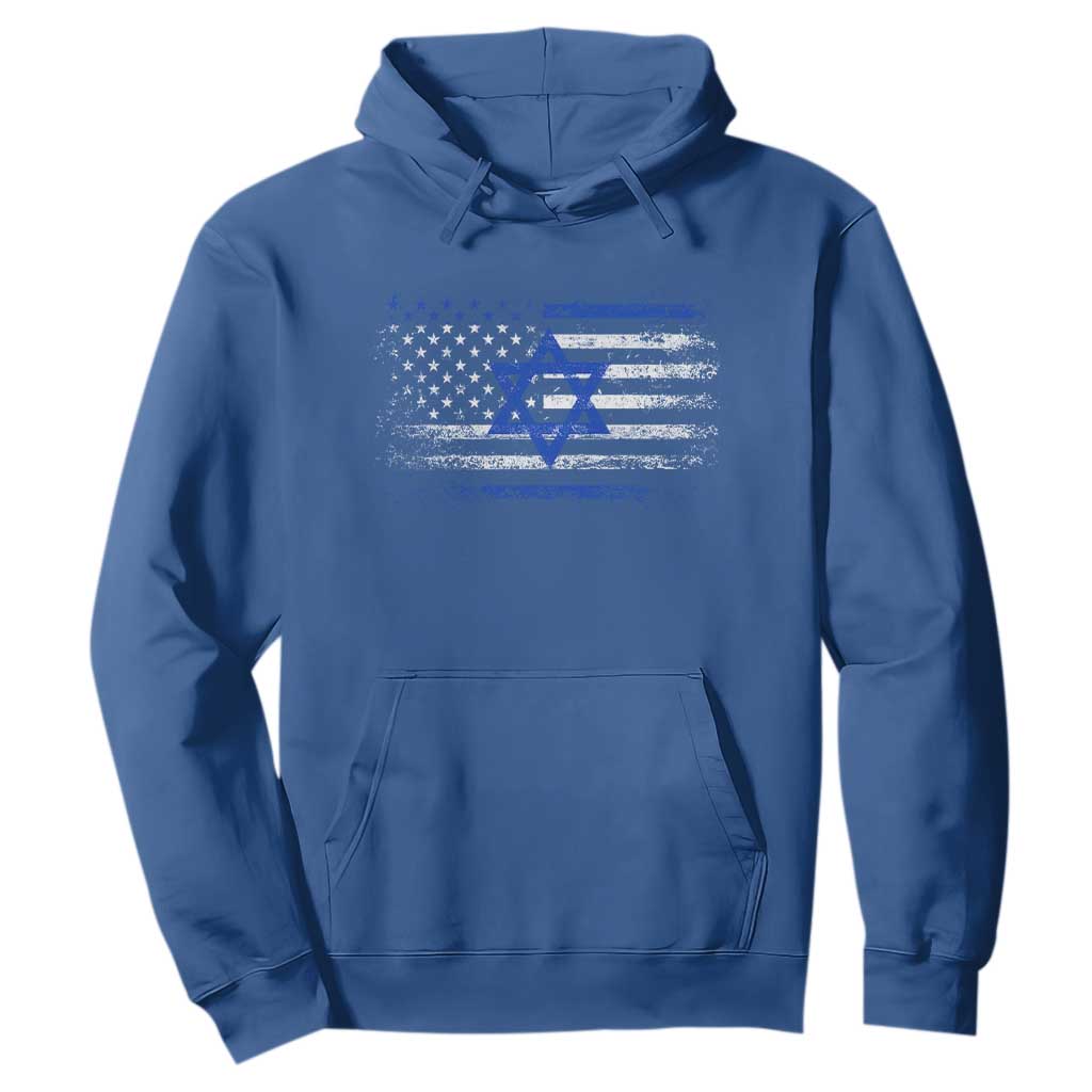 Proud Israeli American Hoodie Patriotic Israeli USA Flag TS11 Royal Blue Print Your Wear