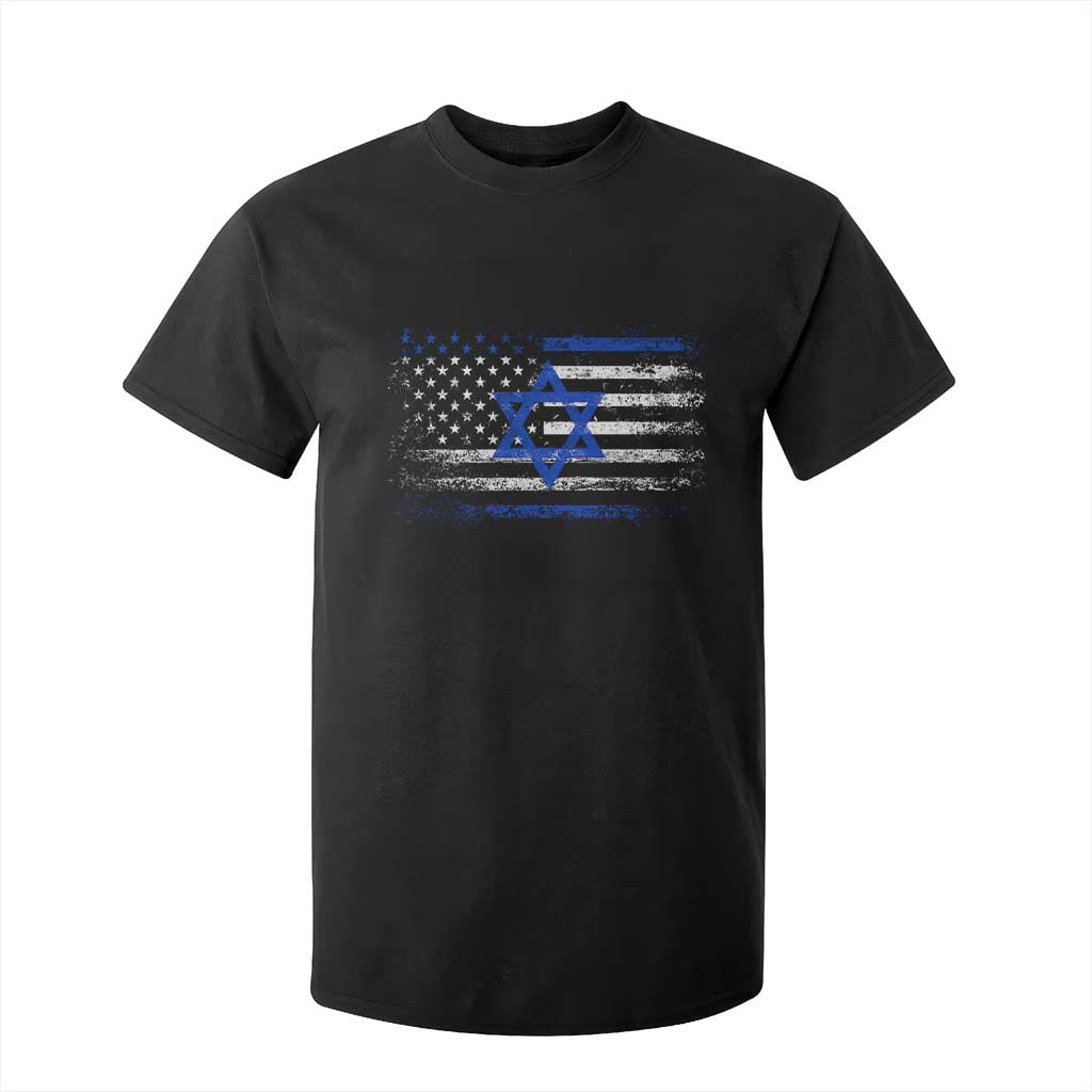 Proud Israeli American T Shirt For Kid Patriotic Israeli USA Flag TS11 Black Print Your Wear