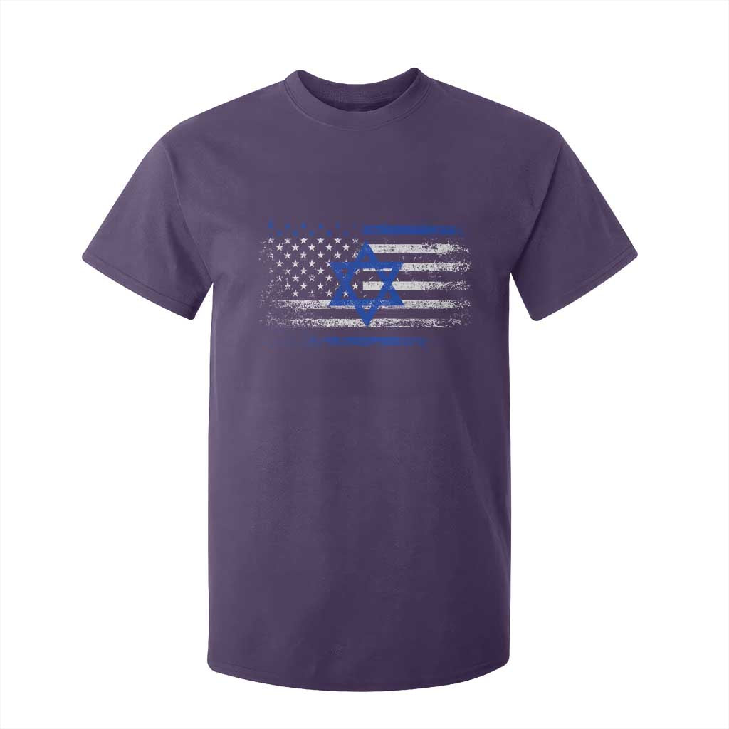 Proud Israeli American T Shirt For Kid Patriotic Israeli USA Flag TS11 Purple Print Your Wear