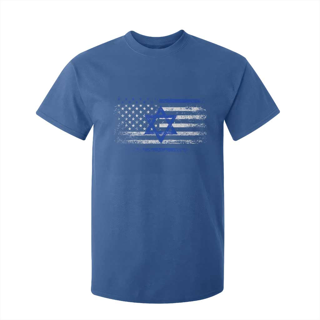 Proud Israeli American T Shirt For Kid Patriotic Israeli USA Flag TS11 Royal Blue Print Your Wear