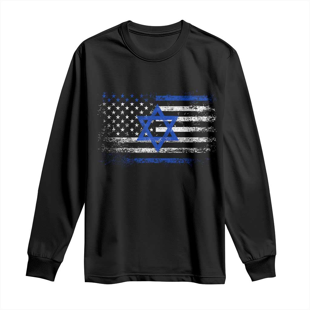 Proud Israeli American Long Sleeve Shirt Patriotic Israeli USA Flag TS11 Black Print Your Wear
