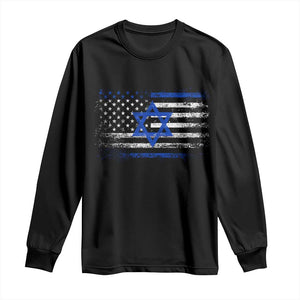 Proud Israeli American Long Sleeve Shirt Patriotic Israeli USA Flag TS11 Black Print Your Wear