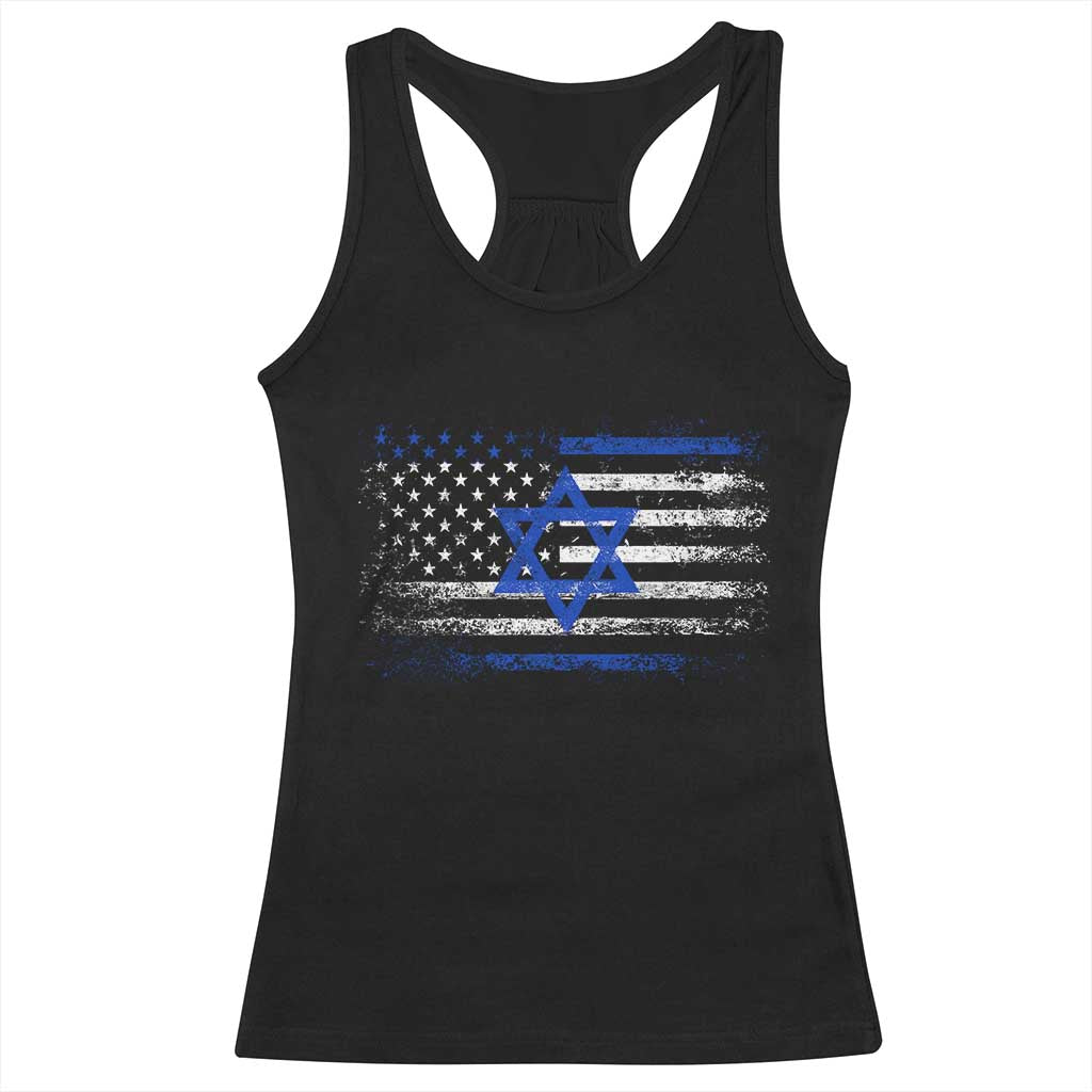 Proud Israeli American Racerback Tank Top Patriotic Israeli USA Flag TS11 Black Print Your Wear